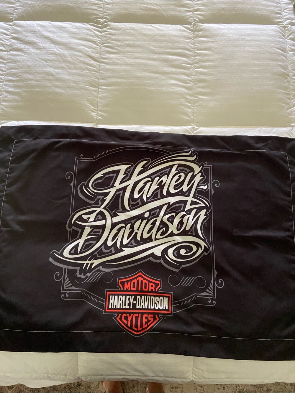 Harley-Davidson Motorcycles Standard Pillow Sham Cover Black Orange Polyester